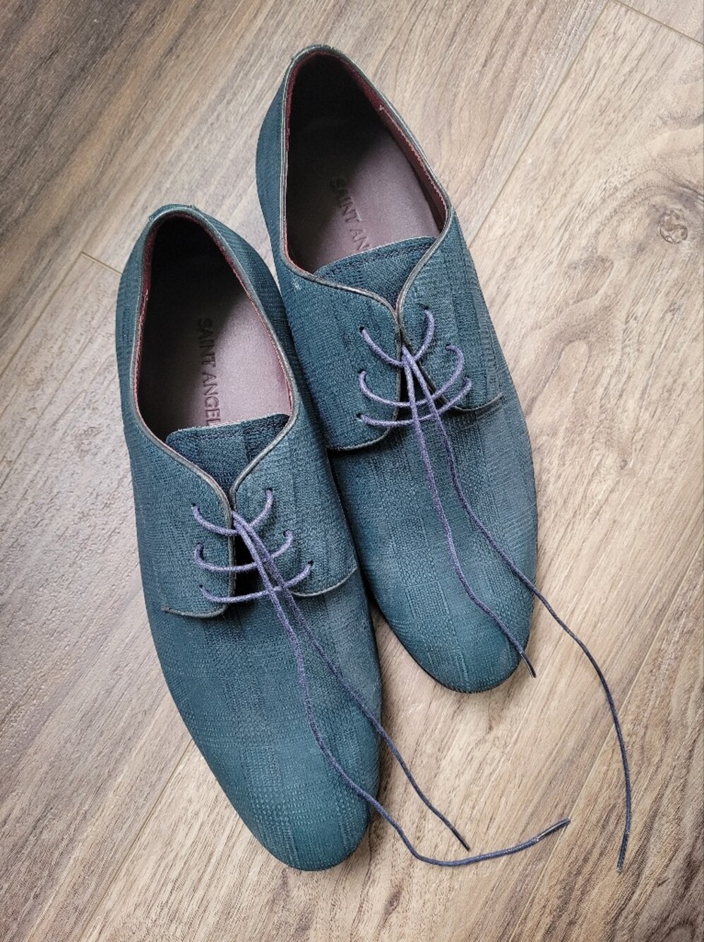 Saint Angelo Hand Made Dark Teal Textured Lace-Up Dress/Event/Wedding Shoe